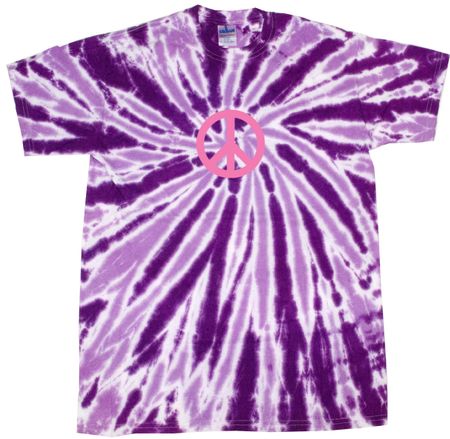 Peace Tie Dye T-shirt Pink Peace Purple Twist Tie Dye Tee