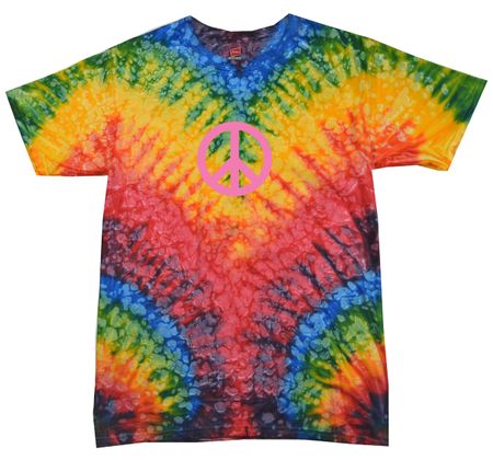 Peace Tie Dye T-shirt Pink Peace Woodstock Tie Dye Tee