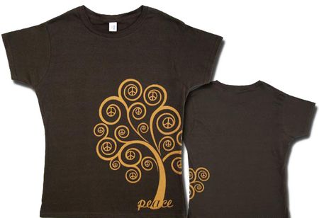 PEACE TREE Juniors Size Fitted Girly Brown T-shirt