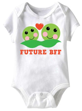 Peas Future BFF Funny Baby Romper White Infant Babies Creeper