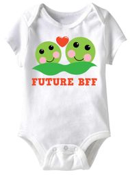 Peas Future BFF Funny Baby Romper White Infant Babies Creeper Peas Future BFF Funny Baby Romper White Infant Babies Creeper