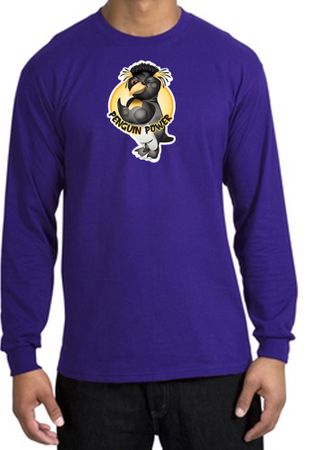 PENGUIN POWER Athletic Gym Workout Adult Long Sleeve T-shirt - Purple