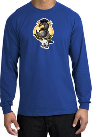 PENGUIN POWER Athletic Gym Workout Adult Long Sleeve T-shirt - Royal
