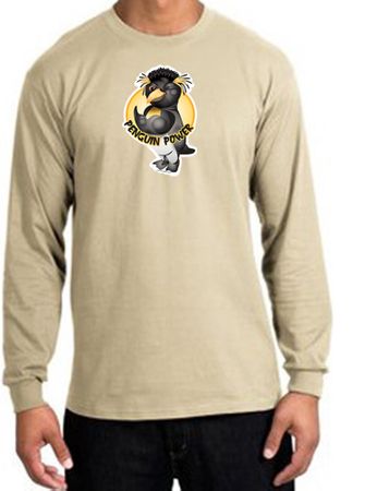 PENGUIN POWER Athletic Gym Workout Adult Long Sleeve T-shirt - Sand