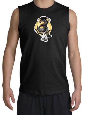 PENGUIN POWER Athletic Gym Workout Adult Muscle Shirt Shooter - Black