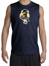PENGUIN POWER Athletic Gym Workout Adult Muscle Shirt Shooter - Navy