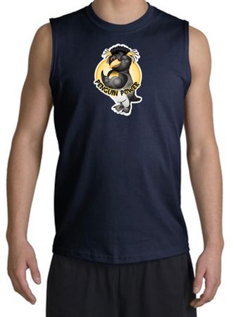 PENGUIN POWER Athletic Gym Workout Adult Muscle Shirt Shooter - Navy