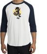 PENGUIN POWER Athletic Gym Workout Adult Raglan T-shirt - White/Navy