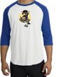 PENGUIN POWER Athletic Gym Workout Adult Raglan T-shirt - White/Royal