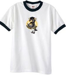 PENGUIN POWER Athletic Gym Workout Adult Ringer T-shirt - White/Black