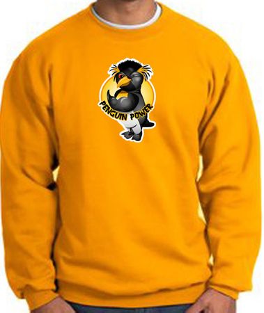 PENGUIN POWER Athletic Gym Workout Adult Sweatshirt - Gold