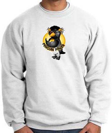 PENGUIN POWER Athletic Gym Workout Adult Sweatshirt - White