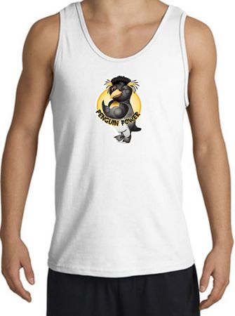 PENGUIN POWER Athletic Gym Workout Adult Tanktop - White