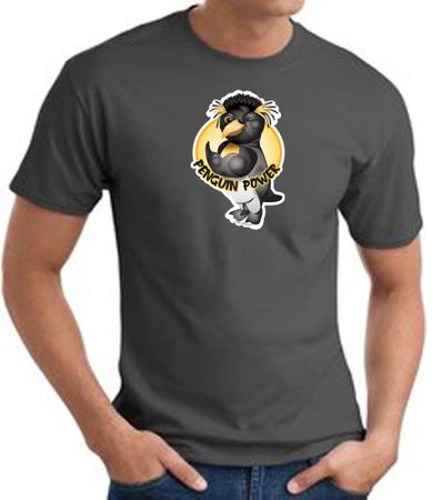 PENGUIN POWER Athletic Gym Workout T-shirt - Charcoal