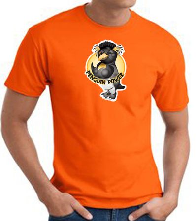 PENGUIN POWER Athletic Gym Workout T-shirt - Orange