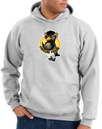 Penguin Power Hoodie Athletic Gym Workout Hoody Ash