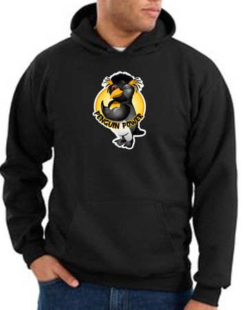 Penguin Power Hoodie Athletic Gym Workout Hoody Black