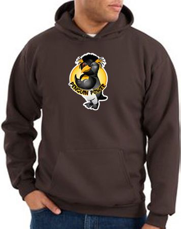 Penguin Power Hoodie Athletic Gym Workout Hoody Brown