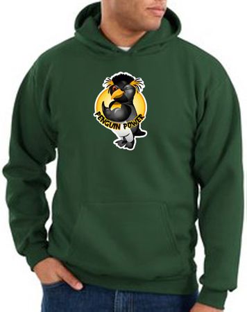 Penguin Power Hoodie Athletic Gym Workout Hoody Dark Green
