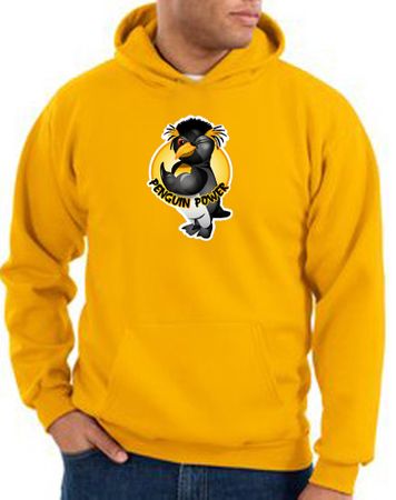 Penguin Power Hoodie Athletic Gym Workout Hoody Gold