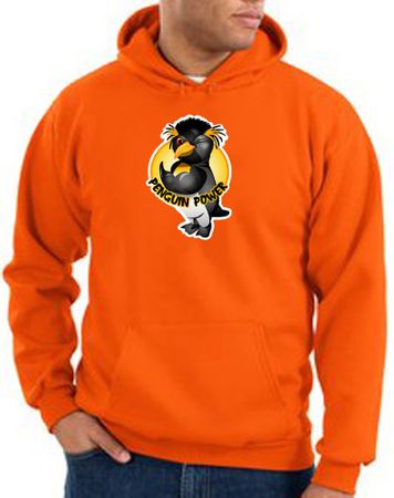 Penguin Power Hoodie Athletic Gym Workout Hoody Orange