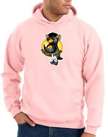 Penguin Power Hoodie Athletic Gym Workout Hoody Pink