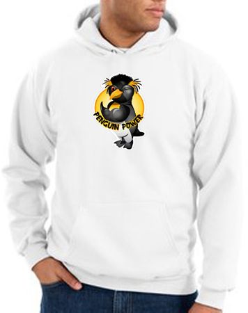 Penguin Power Hoodie Athletic Gym Workout Hoody White