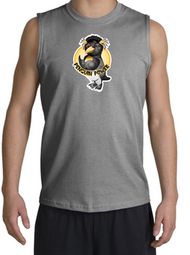 Penguin Power Shirt Athletic Gym Workout Muscle Shirt Sports Grey
