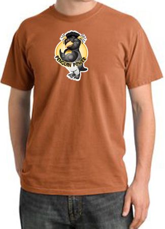 Penguin Power Shirt Athletic Gym Workout Pigment Dyed Tee Burnt Orange