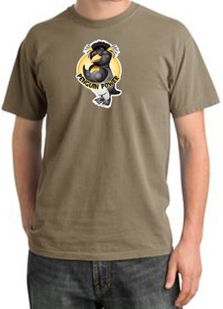 Penguin Power Shirt Athletic Gym Workout Pigment Dyed Tee Sandstone