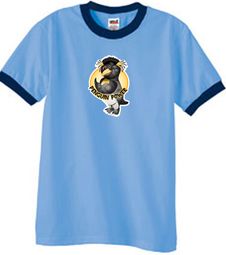 Penguin Power Shirt Athletic Gym Workout Ringer Tee Carolina Blue/Navy