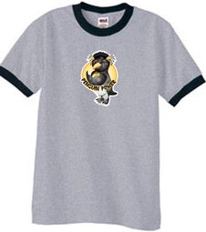 Penguin Power Shirt Athletic Gym Workout Ringer Tee Heather Grey/Black