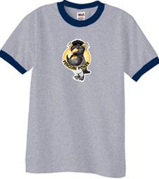 Penguin Power Shirt Athletic Gym Workout Ringer Tee Heather Grey/Navy