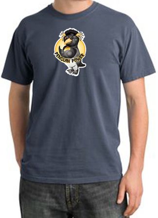 Penguin Power Shirt Gym Workout Pigment Dyed Tee Scotland Blue