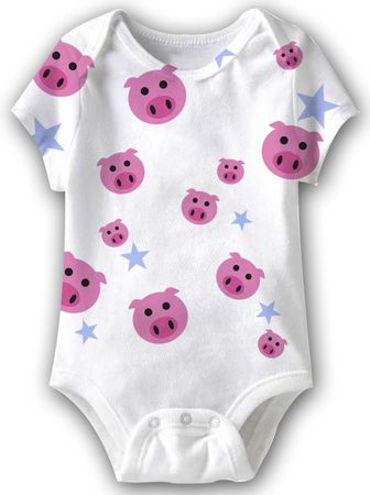 Pig Heads Funny Baby Romper White Infant Babies Creeper