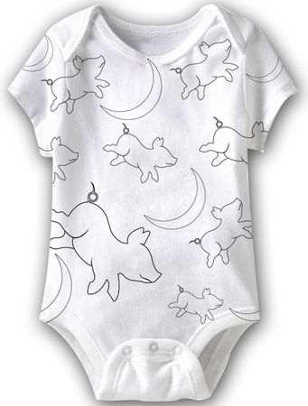 Pigs and Moon Funny Baby Romper White Infant Babies Creeper