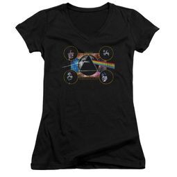 Pink Floyd Juniors V Neck Shirt Dark Side Heads Black T-Shirt