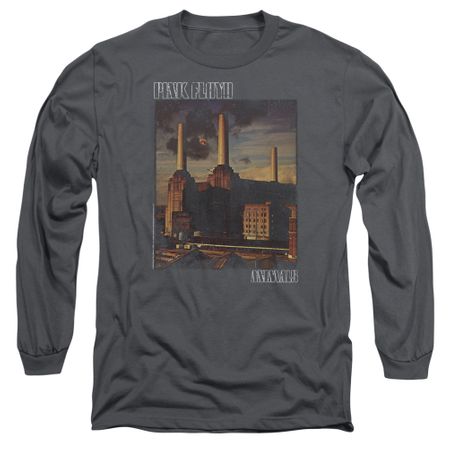 Pink Floyd Long Sleeve Shirt Faded Animals Charcoal Tee T-Shirt