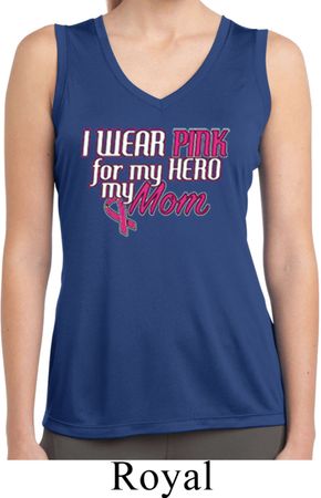 Pink for My Hero Ladies Sleeveless Moisture Wicking Shirt