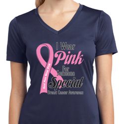 Pink For Someone Special Ladies Moisture Wicking V-neck Shirt