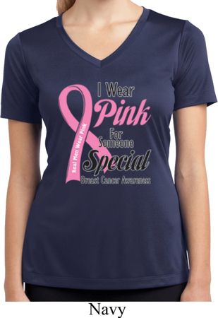 Pink For Someone Special Ladies Moisture Wicking V-neck Shirt