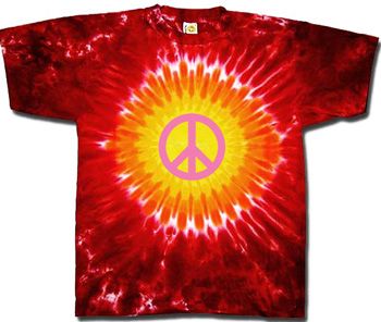 Pink Peace Red Hot Sun Tie Dye Adult Unisex T-shirt Tee Shirt