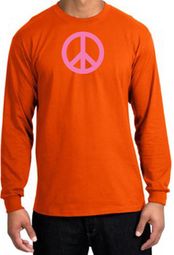 PINK PEACE World Peace Sign Symbol Adult Long Sleeve T-shirt - Orange