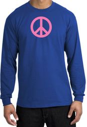 PINK PEACE World Peace Sign Symbol Adult Long Sleeve T-shirt - Royal