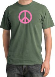PINK PEACE World Peace Sign Symbol Adult Pigment Dyed T-shirt - Olive