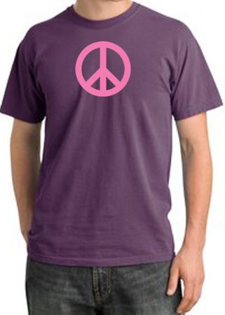 PINK PEACE World Peace Sign Symbol Adult Pigment Dyed T-shirt - Plum