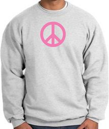 PINK PEACE World Peace Sign Symbol Adult Sweatshirt - Ash