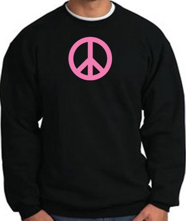 PINK PEACE World Peace Sign Symbol Adult Sweatshirt - Black