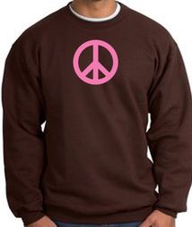 PINK PEACE World Peace Sign Symbol Adult Sweatshirt - Brown