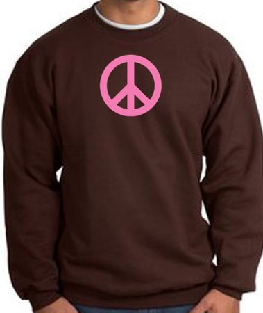 PINK PEACE World Peace Sign Symbol Adult Sweatshirt - Brown